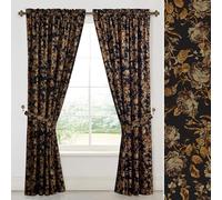 StangH Gold Curtains 90 Inch Vintage Velvet Printed Drapes, 2 Panels | 300GSM Soft Velvet, Moody Gothic, Halloween Decor, Light Filtering, Energy Efficient, Back Tab, Bedroom, Home Office