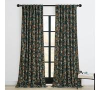 StangH Green Velvet Curtains with Print Floral, Back Tab Luxury Window Panels 90 inches Long Thermal Insulated Room Darkening Drapes for Sliding Door, W52 x L90, 2 Panels