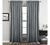StangH Grey Curtains 108 inches Extra Long Light Blocking Door Curtains Soft Velvet Bedroom Window Curtain Panels for Villa/Hospital/Office, W52 x L108, 2 Panels