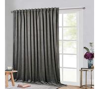 StangH Grey Curtains for Sliding Door - Soft Thick Velvet Thermal Curtains for Living Room, Extra Wide Blackout Theater Drapes for Shared Apartment/Storage/Workspace, W100 x L96, 1 Panel