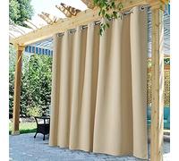 StangH Indoor Outdoor Curtains Waterproof - Extra Wide Heavy Weighted Blackout Thermal Insulated Drapes for Back Deck/Lanai/Porch, Cream Beige, W100 x L84, 1 Panel