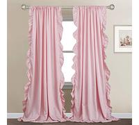 StangH Kids Curtains for Bedroom, French Romantic Style Ruffled Blush Curtains Soft Smooth Faux Silk Window Curtain Drapes for Girls/Nursery Decor/Dressing Room, Blush Pink, W52 x L95, 2 Panels