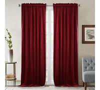 StangH Luxury Red Velvet Curtains - Extra Long 108-inch Heat & Light Reducing Thick Heavy Duty Velvet Drapes with Rod Pocket for Large Window/French Door/Christmas, 52 x 108 inches, 2 Pieces
