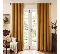 StangH Mustard Gold Velvet Curtains - Light Blocking Grommet Blackout Drapes for Living Room Bedroom Country Style Party Backdrop Decorations, W52 x L84 inches, 2 Panels