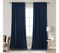 StangH Navy Blue Curtains 84 inches Long Super Soft Velvet Blackout Noise Reducing Panels Back Tab Thermal Insulated for Sliding Door Living Room Bedroom, W62 x L84, 2 Panels