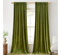 StangH Olive Green Curtains 90 inch Length Soft Velvet Privacy Assured Window Drapes for Nursery Bedroom Heavy Thermal Insulated Panels for Living Room, W52 x L90, 2 Panels