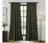 StangH Olive Green Curtains Super Soft Velvet Room Darkening Window Drapes Thermal Insulated Back Tab Blackout Curtains for Bedroom Dining Room, W52 x L84, 2 Panels