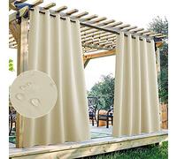 StangH Outdoor Curtains Extra Wide - Outdoor Waterproof Patio Curtains Grommet Top Blackout Thermal Insulated Drapes for Pergola/Sunroom, Natural Beige, 70 Width x 95 Length, 1 Panel