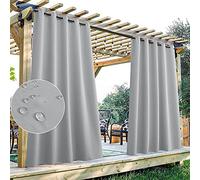 StangH Outdoor Curtains for Patio - Extra Wide Waterproof Curtains Blackout Thermal Insulated Sliding Door Drape for Porch/Balcony, Silver Grey, W70 x L95, 1 Panel