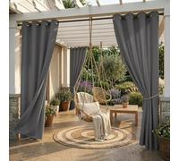 StangH Outdoor Curtains for Patio Waterproof Outdoor Patio Curtains, Grommet Top Blackout Thermal Insulated Outdoor Drapes for Deck/Gazebo, Grey, 1 Panel, Wide 52 x Long 84 inches