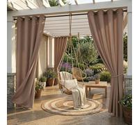 StangH Outdoor Curtains Waterproof Panel Grommet Top Heavy Duty Thermal Insulated Blackout Drapes for Front Porch/Patio/Gazebo/Balcony, Mocha, Wide 52 x Long 95 inches, 1 Panel