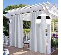StangH Outdoor Solar Curtains White - Tab Top Waterproof Curtain for Baby Shower Party, Blackout Energy Saving Thermal Shades for Lawn Cabana Patio Door, Greyish White, W52 x L96, 2 Panels