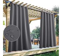 StangH Patio Waterproof Curtains Outdoor Extra Wide Blackout Thermal Insulated Curtain Panels for Open-Airy Sliding Door/Deck/Lanai, W70 x L95, Grey, 1 Panel