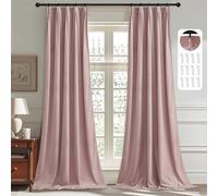 StangH Pinch Pleated Velvet Curtains for Bedroom, Dusty Pink Light Blocking Privacy Window Drapes Luxury Back Tab Thermal Insulated Panels for Living Room Nursery, W38 x L96, 2 Panels