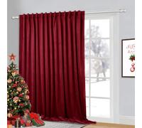StangH Red Decorative Velvet Curtain Heat& Cold Blocking Backdrop for Living Room, Extra Wide Blackout Curtain with Back Tab for Patio Door Elegant Panel Soundproof for Bedroom, W100 x L102, 1 Panel