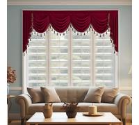 StangH Red Velvet Curtain Valance for Living Room, Christmas Window Decoration Extra Wide Heavy Thick Drapes for Theater/Tier Half Window/Dining Room, W98 inches, 1 Panel