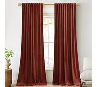 StangH Red Velvet Curtains 108 inches for Living Room, Rust Extra Long Back Tab Home Theater Drapes Room Darkening for Sliding Door/Bedroom, W52 x L108, 2 Panels