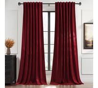 StangH Red Velvet Curtains 96 Inch Length, Burgundy Christmas Style Drapes for High Ceiling, Soundproof Room Darkening Window Coverings for Restaurant/Theater, W52 x L96, 2 Panels