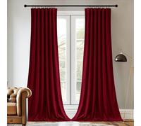 StangH Red Velvet Curtains with Back Tab & Hook Belt, Thermal Insulated Privacy Drapes, Christmas Home Decoration for Theater/Living Room, W52 x L84 inches, 2 Panels