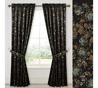 StangH Retro Black Floral Curtains Luxury Velvet Drapes 108 Inch 2 Panels | 300GSM Soft Velvet, Moody Gothic, Light Filtering, Thermal Insulated, Energy Efficient, Home Office, Bedroom