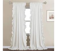 StangH Ruffle Curtains for Bedroom,Farmhouse Style Shabby Chic Window Curtain Panel Set Privacy Protect for Dining Room/Bathroom/Living Room/Dorm/Cottage/Country, White, W52 x L84, 2 Panels