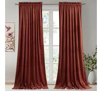StangH Rust Curtains Velvet - Elegant Rod Pocket Sunlight Blocking Thermal Insulated Home Decoration for Living Room/Guest Room/Baby Nersury, Rust, W52 x L96, 2 Panels