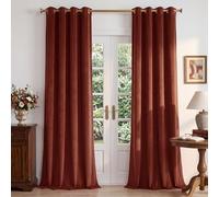 StangH Rust Velvet Curtains 108 inches Long, Grommet Energy Efficient Window Panels Room Darkening Privacy Drapes for Guest Bedroom/Dining Room/Closet, Rust Red, W52 x L108, 2 Panels
