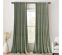 StangH Sage Green Velvet Curtains 120 inches - High Ceiling to Floor Curtains Back Tab Thermal Insulated Drapes for Sliding Door/French Door/Hall, W52 x L120, 2 Panels