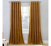 StangH Soft Mustard Gold Velvet Curtains Boho Decor 90 inches Long 2 Panels, Luxury Gold Thermal Insulated Backdrops for Party Thick Sunlight Blocking Drapes for Living Room, W62 x L90