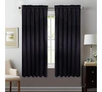 StangH Super Soft Velvet Thick Blackout Curtains Heat and Cold Insulating Energy Saving Rod Pocket Black 52" W x 63" L 2 Pack