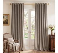 StangH Taupe Velvet Curtains 90 inches Long - Neutral Earth Tone Modern Classic Luxury Decor Energy Efficient Pravicy Protect Drapes for Office/Bedroom/Sliding Door, W52 x L90, 2 Panels
