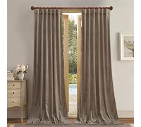 StangH Taupe Velvet Curtains 90 inches - Luxury Room Darkening Thermal Insulated Window Panels Thick Privacy Doorway Drapes for Living Room Bedroom, W52 x L90, 2 Panels
