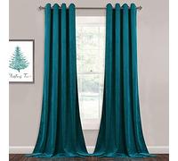 StangH Teal Curtains Velvet - Extra Long Thick Velvet Drapes Blackout Panels with Solid Grommet Design for Large Window Decor, Teal, W52 x L108 inches, 2 Panels