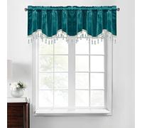 StangH Teal Tassel Velvet Valances Curtains 52x18 Inch, 2 Panels