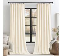 StangH Thick Velvet Curtains 2 Panels Set - Rod Pocket Light Blocking Living Room Drapes Extra Long High Ceiling Tall Curtains for Villa/Hall/Hospital, Ivory, 52 x 108 inches