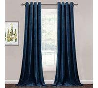 StangH Velvet Blackout Curtains Navy - Luxury Blue Curtains Velvet Textured Panel Drapes for Hotel Hall/Farmhouse Decor, Heavy Duty Summer Heat Block Out, Navy Blue, Wide 52 x Long 96 inches, 2 Pcs