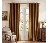 StangH Velvet Curtains 108 inches Long - Retro Gold Brown Thermal Insulated Light Blocking Window Drapes for Living Room, Privacy Protect Room Dividers for Bedroom, W52 x L108, 2 Panels
