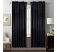 StangH Velvet Curtains 72 inches Long Interior Black Blackout Drapes Noise Absorbing Privacy Protect Insulated Panels for Home Theater, Black, W52 x L72 inches, 2 Panels