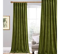 StangH Velvet Curtains Light Blocking Thermal Insulated Window Door Curtains for Dining Room Christmas Decorations Backdrops W52 x L108 Inch, 1 Panel, Olive Green