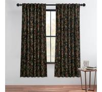 StangH Vintage Floral Curtains Black Velvet Drapes 72 Inch 2 Panels | Dark Cottagecore, Luxury Velvet, Botanical Print Pattern, Light Diffusing, Energy Efficient, Living Room