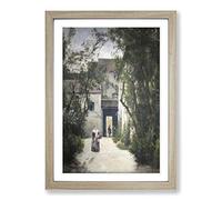 Stanislas Lepine A Courtyard Framed Print | A2 Oak Framed Wall Art | Ready to Hang | Modern Nature Picture | Living Room Bedroom Lounge Office
