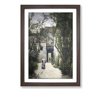 Stanislas Lepine A Courtyard Framed Print | A2 Walnut Framed Wall Art | Ready to Hang | Modern Nature Picture | Living Room Bedroom Lounge Office