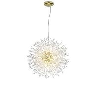 Stanless Steel Hanging Lamp Living Room Bedroom Restaurant Porch Hallway,Led ModernDuring Lighting,Firework Crystal chandelier-Chrome 55cm