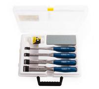 Stanley Chisel Set 5002 Series – 6-Piece Bevel Edge Wood Chisels with Oil Stone, Plastic Case