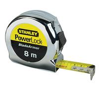 STANLEY 0-33-527 Powerlock Tape with Blade Armor, 8m Metric Only , Silver/ Black