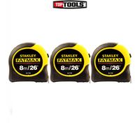 Stanley 0-33-726 FatMax Metric/ Imperial 3 Rivet Tape Measure 8m/26ft Pack of 3