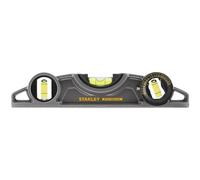 STANLEY Torpedo Level Heavy Duty Aluminium Body and Magnetic Base Including 3 Reversible Vials 0-43-609, Grey/White, 25cm