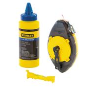 Stanley 0-47-465 Powerwinder Chalk Line Level & Blue Builders Chalk
