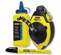 Stanley FatMax 30M Chalk Line Reel + 113G Blue Chalk & Fine Marker Pen, 047681