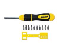 STANLEY 0-68-010 Multibit Ratchet Screwdriver + 10 Bits, Silver a